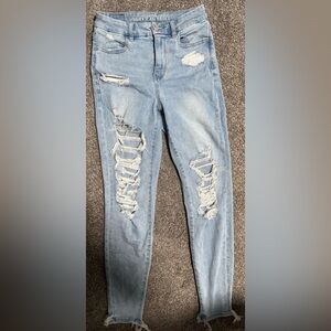 American Eagle Outfitters Light Blue Distressed Skinny Jeans
